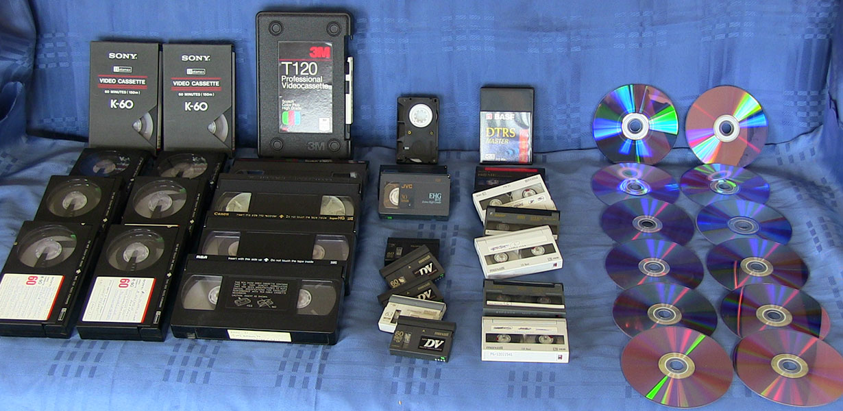 BETA, VHS, VHS-C, S-VHS, VIDEO 8mm, Hi8, Digital Hi8, mini DV